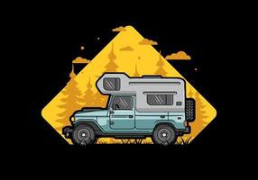 gedrongen camper auto illustratie insigne vector