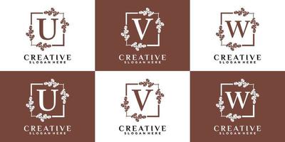 monogram logo ontwerp eerste laatste uvw met stijl en creatief concept vector