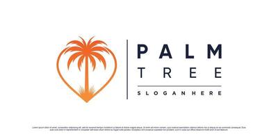 palm boom icoon logo vector illustratie met hart vorm element en creatief uniek concept