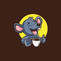 koffie Rat karakter logo. vector