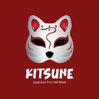 Japans vos voor de helft masker kitsune vector