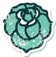 iconisch verontrust sticker tatoeëren stijl beeld van een bloem vector