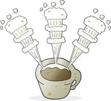 uit de vrije hand getrokken tekenfilm heet koffie mok vector
