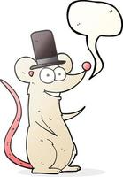 uit de vrije hand getrokken toespraak bubbel tekenfilm muis in top hoed vector