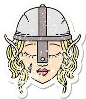 grunge sticker van een elf karakter vector