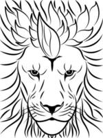 leeuw zwart en wit silhouet. portret van een leeuw. schetsen. lineair illustratie. ontwerp voor tatoeëren, sticker, logo. vector illustratie