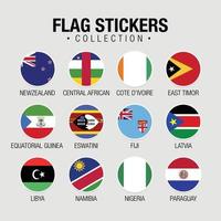 nationaal vlaggen van de wereld stickers met namen vector