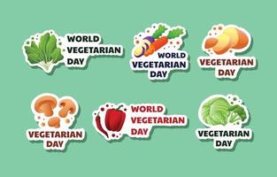 wereld vegetarisch dag sticker vector