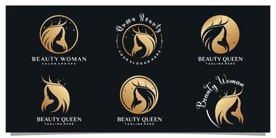 reeks schoonheid vrouw logo ontwerp sjabloon met element gemakkelijk concept premie vector een deel 2