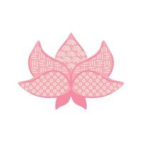 Japans lotus bloem geïsoleerd Aan wit. roze Aziatisch lotus logo. roze Chinese lotus bloeien symbool, icoon. hand- getrokken Koreaans bloem met traditioneel ornament. Aziatisch vector illustratie.