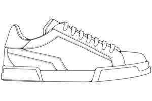 schets koel sportschoenen. schoenen sneaker schets tekening vector, sportschoenen getrokken in een schetsen stijl. vector