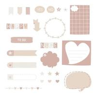 set van schattige hand getrokken, doodle tekstvak met pictogram, tekstballon ballon, plat ontwerp, vector illustratie