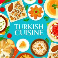 Turks keuken menu Hoes kalkoen voedsel maaltijd gerechten vector