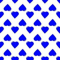 naadloze patroon van verspringende blauwe harten op een witte achtergrond. vector