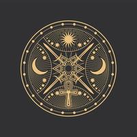 occult esoterisch pentagram, magie tarot ankh symbool vector