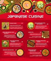 Japans keuken menu, vector Aziatisch Japan gerechten
