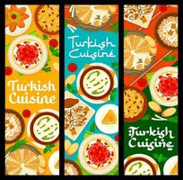 Turks keuken maaltijden spandoeken, traditioneel gerechten vector