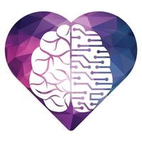 creatief hersenen hart vorm logo ontwerp. denken idee concept. brainstorm macht denken hersenen logotype icoon. vector