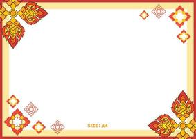 Thais patroon filigraan decoratie grens rood bloem kader a4 sjabloon vector illustratie