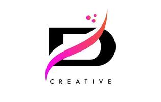 d brief logo ontwerp met elegant creatief swoosh en dots vector