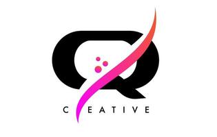 q brief logo ontwerp met elegant creatief swoosh en dots vector