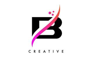 b brief logo ontwerp met elegant creatief swoosh en dots vector