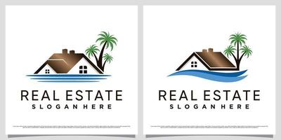 reeks van echt landgoed logo ontwerp bundel voor bedrijf met huis icoon en creatief element vector