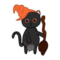 halloween kawaii kat met kostuum vector illustratie