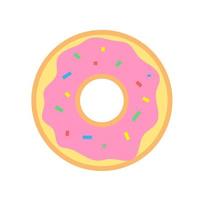 hand getekend schattig geïsoleerd clip art illustratie van donut met roze suikerglazuur vector