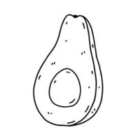 voor de helft een avocado geïsoleerd Aan wit achtergrond. biologisch gezond voedsel. vector hand getekend illustratie in tekening stijl. perfect voor kaarten, logo, decoraties, recepten, menu, divers ontwerpen.