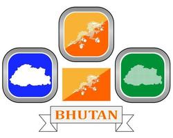 kaart knop en vlag van Bhutan symbool Aan een wit achtergrond vector