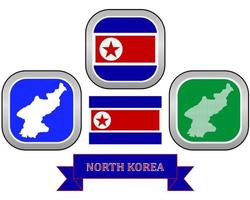 kaart en vlag van noorden Korea symbool Aan een wit achtergrond vector