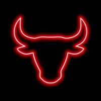 de silhouet van de stieren hoofd is rood neon lijn Aan een zwart achtergrond vector