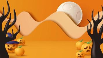 halloween Scherm podium decoratie achtergrond met eng ornament. vector 3d illustratie