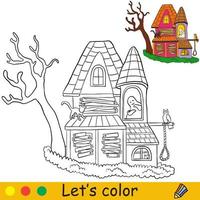 halloween kinderen kleur met sjabloon eng achtervolgd huis vector