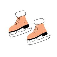 een paar- van vrouwen skates met vacht. vector element met ijs skates in een schattig hand getekend stijl. kleurrijk geïsoleerd voorwerp Aan een wit achtergrond