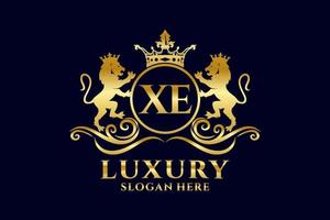 eerste xe brief leeuw Koninklijk luxe logo sjabloon in vector kunst voor luxueus branding projecten en andere vector illustratie.