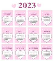 2023 kalender sjabloon met schattig ontwerp vector