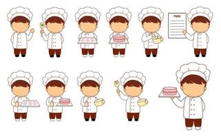 schattig en kawaii chef verzameling vector