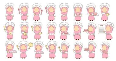 schattig en kawaii chef verzameling vector