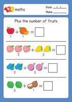 berekenen de getallen door fruit afbeelding in wiskunde onderwerpen opdrachten vel kawaii tekening vector tekenfilm