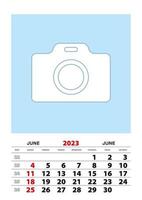 juni 2023 kalender ontwerper a3 grootte met plaats voor uw foto. vector