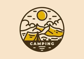 berg camping wijnoogst retro lijn kunst vector