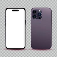 realistisch mockup zonder achtergrond Purper mobiel telefoon - vector