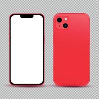 realistisch mockup zonder achtergrond rood mobiel telefoon - vector