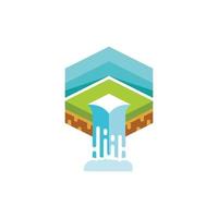 waterval isometrische modern creatief logo vector
