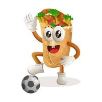 schattig burrito mascotte Speel Amerikaans voetbal, voetbal bal vector