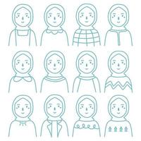 reeks van divers hijab vrouw verzameling vector