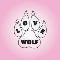 wolf poot logo met de woord liefde vector