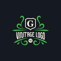 wijnoogst logo sjabloon of retro logo stijl met elegant kleur vector